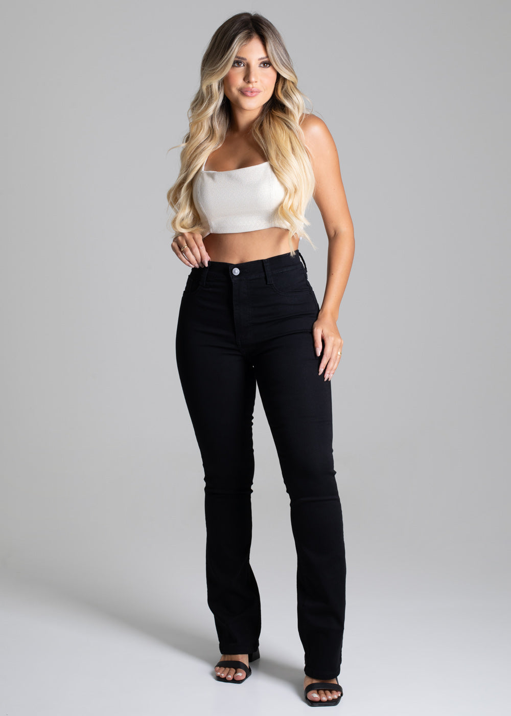 Calça Sarja Sawary Boot Cut - 264080 PRETO