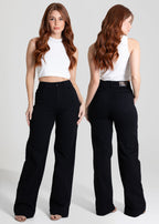 Calça Sarja Sawary Wide Leg - 275028 PRETO