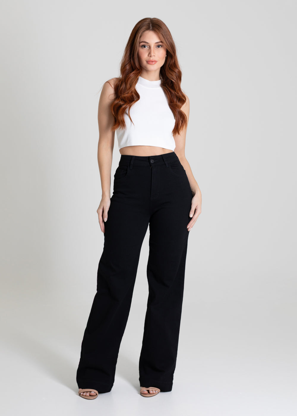 Calça Sarja Sawary Wide Leg - 275028 PRETO