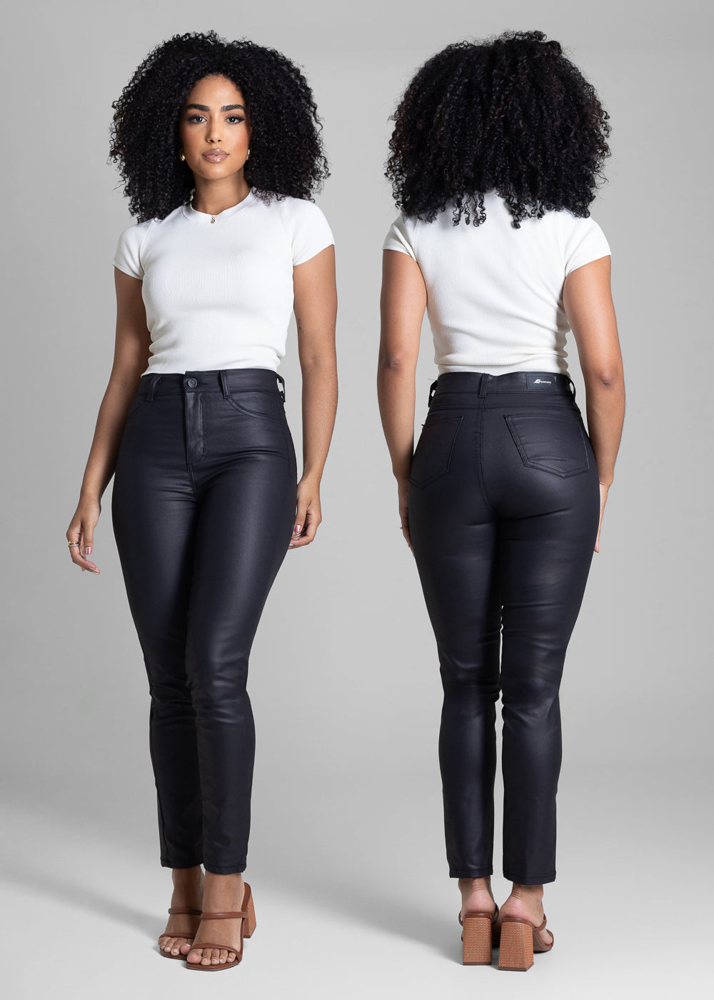 Calça Resinada Sawary Cigarrete - 283080 PRETO