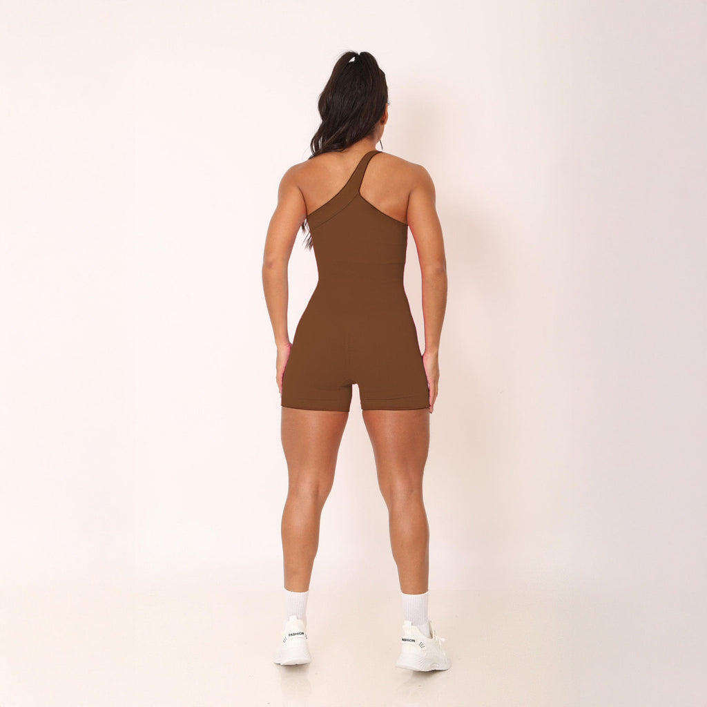 Macacão Shorts Empina Bumbum Marrom