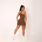 Macacão Shorts Empina Bumbum Marrom