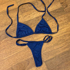 Biquíni Cortininha Azul-Marinho com Calcinha de Laterais Finas