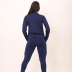 Conjunto fitness azul marinho com blusa e top