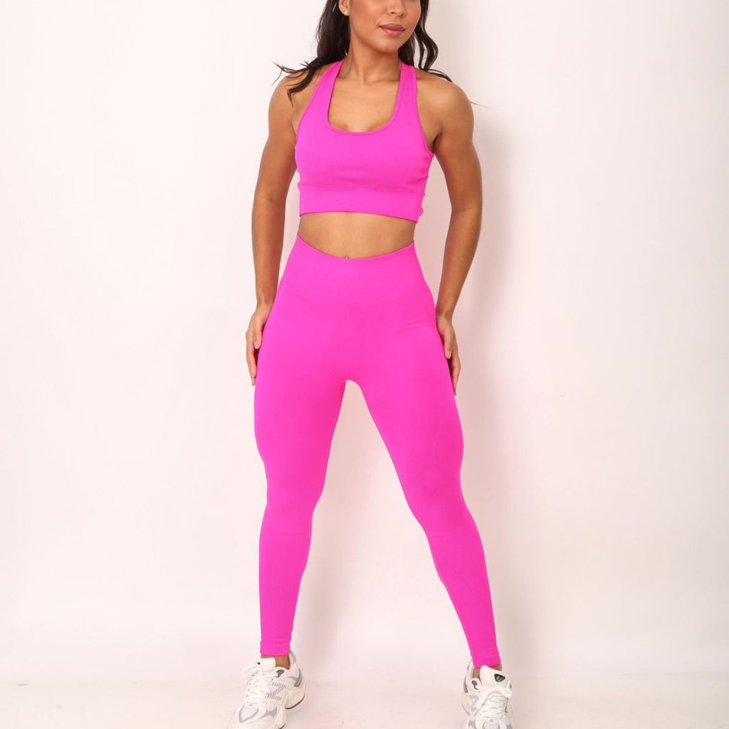 Conjunto Fitness Cintura Alta  Rosa