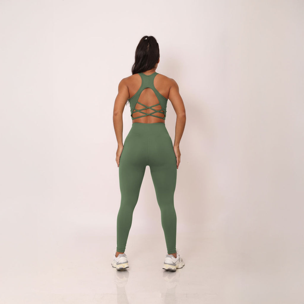Conjunto Fitness Cintura Alta Verde