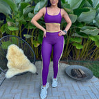 Conjunto fitness roxo com top e legging
