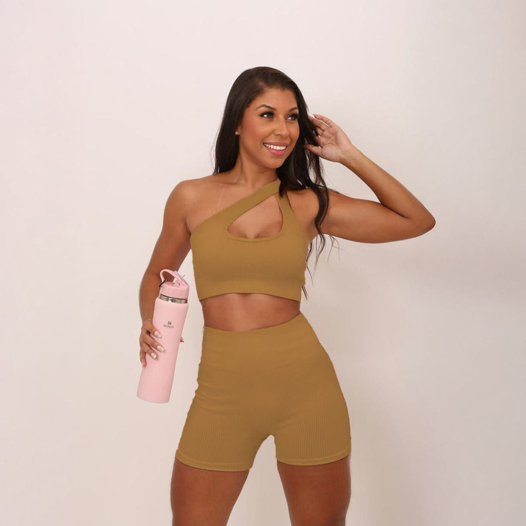 Conjunto canelado caramelo