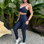Conjunto Azul Marinho Top e Legging com Bolso