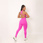 Macacão Pink Zero Transparência Costas Aberta
