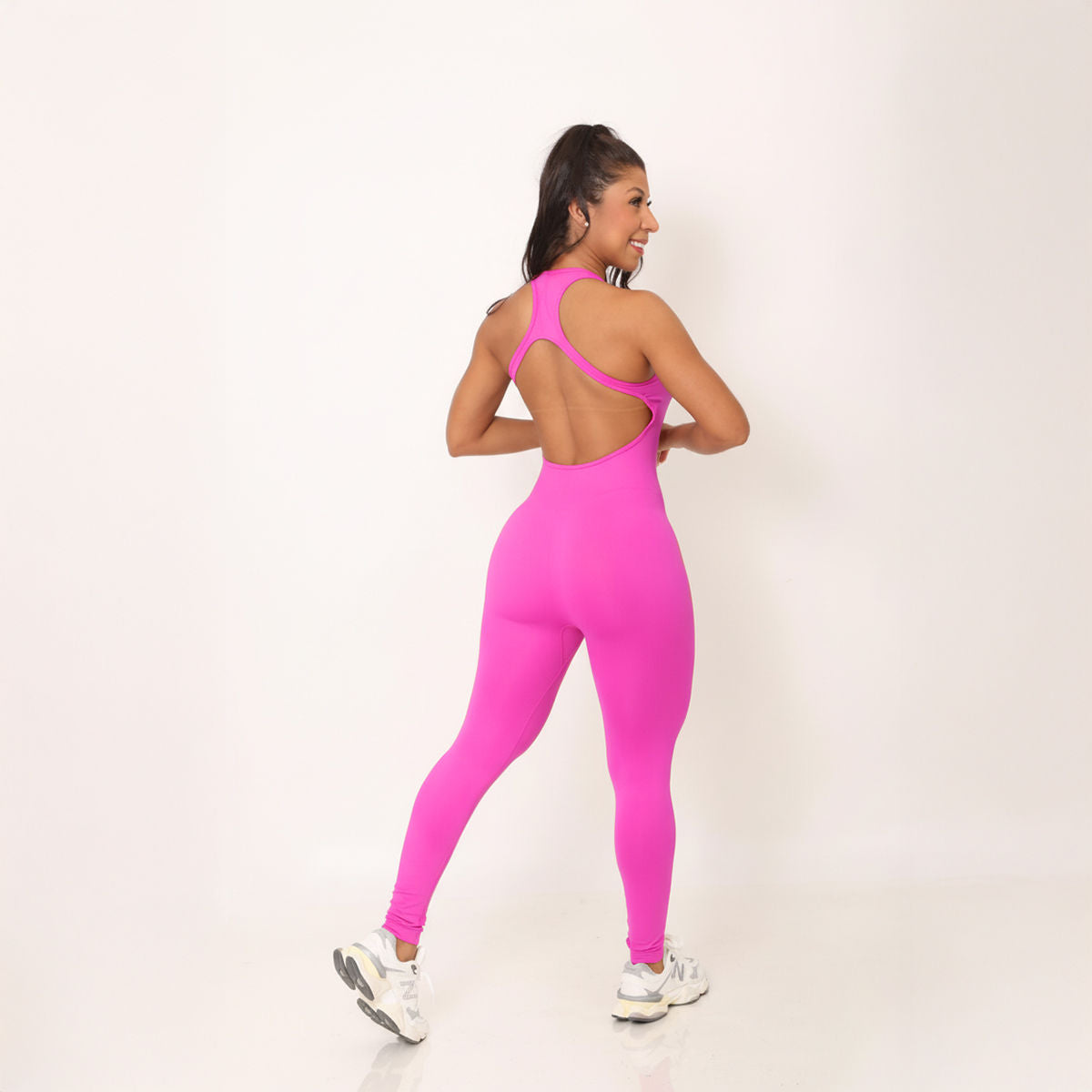 Macacão Pink Zero Transparência Costas Aberta